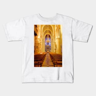 Looking Along the Nave, Evora Cathedral Kids T-Shirt